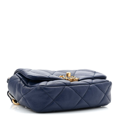 Chanel Goatskin Quilted Chanel 19 Waist Bag Dark Blue 4 of 10