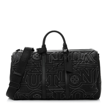 Louis Vuitton Nylon Embroidered Keepall Bandouliere 50 Black 1 of 10