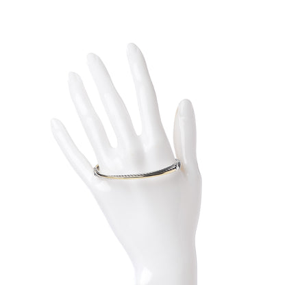 David Yurman Sterling Silver 18K Yellow Gold 3mm Crossover Bracelet 2 of 6