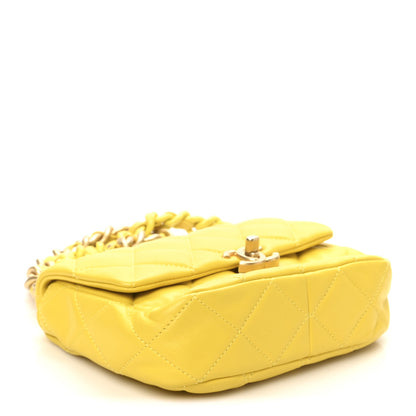 Chanel Lambskin Quilted Mini Lacquered Chain Flap Yellow 4 of 10