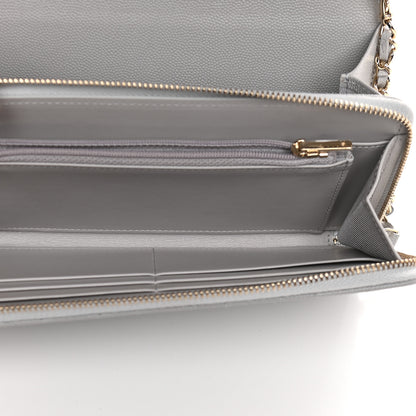 Chanel Caviar Quilted Phone Holder Wallet on Removable Chain Grey 6 of 11