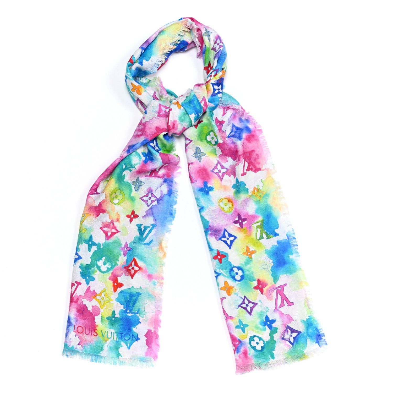 Louis Vuitton Cotton Monogram Essential Watercolor Stole Multicolor 1 of 5