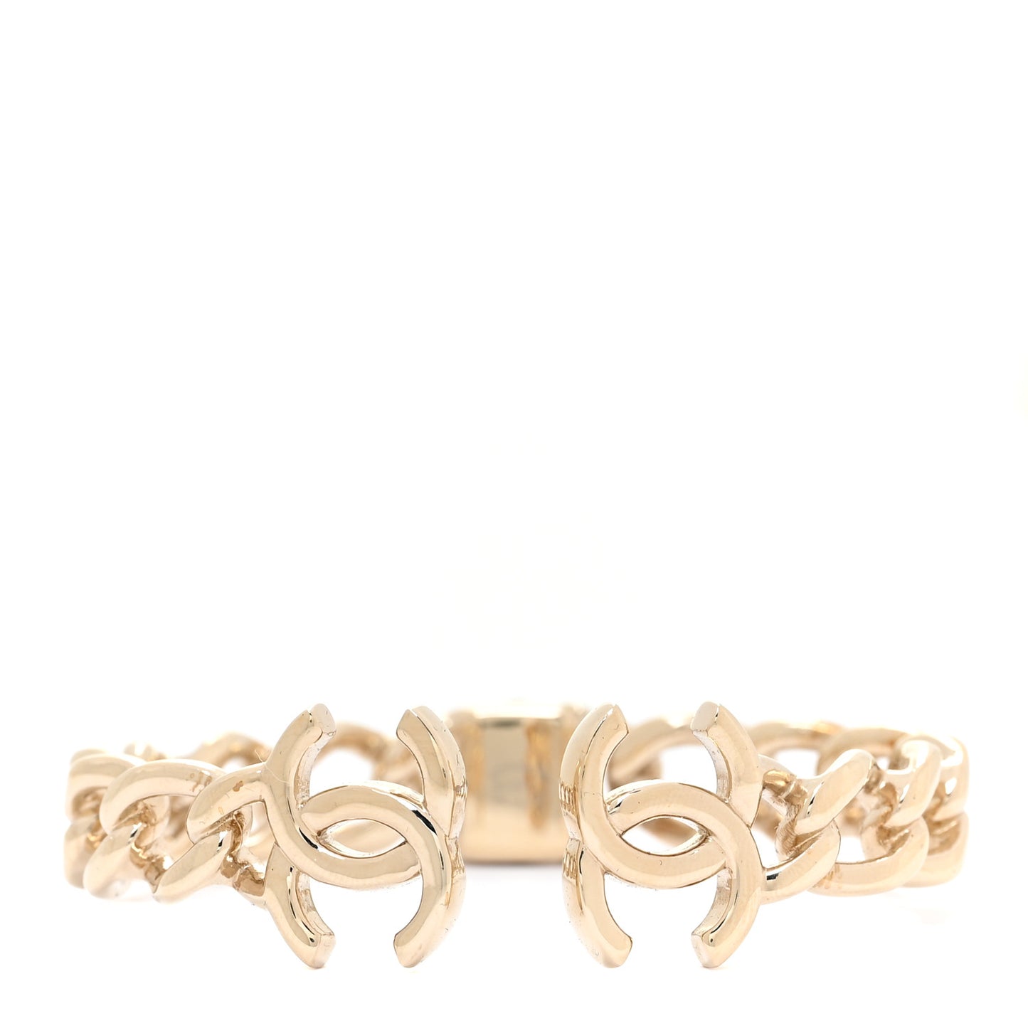 Metal CC Chain Link Cuff Bracelet Gold