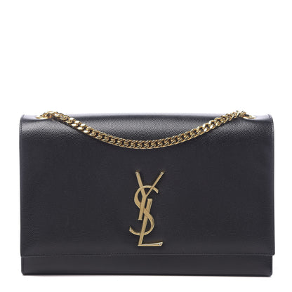 Saint Laurent Grain De Poudre Medium Classic Monogram Kate Satchel Black 1 of 9