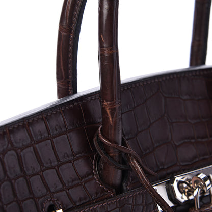 Hermes Matte Crocodile Birkin 35 Chocolate 36 of 37
