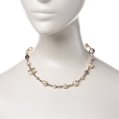 Chanel Pearl Beaded CC Short Necklace Gold Purple 2 of 4