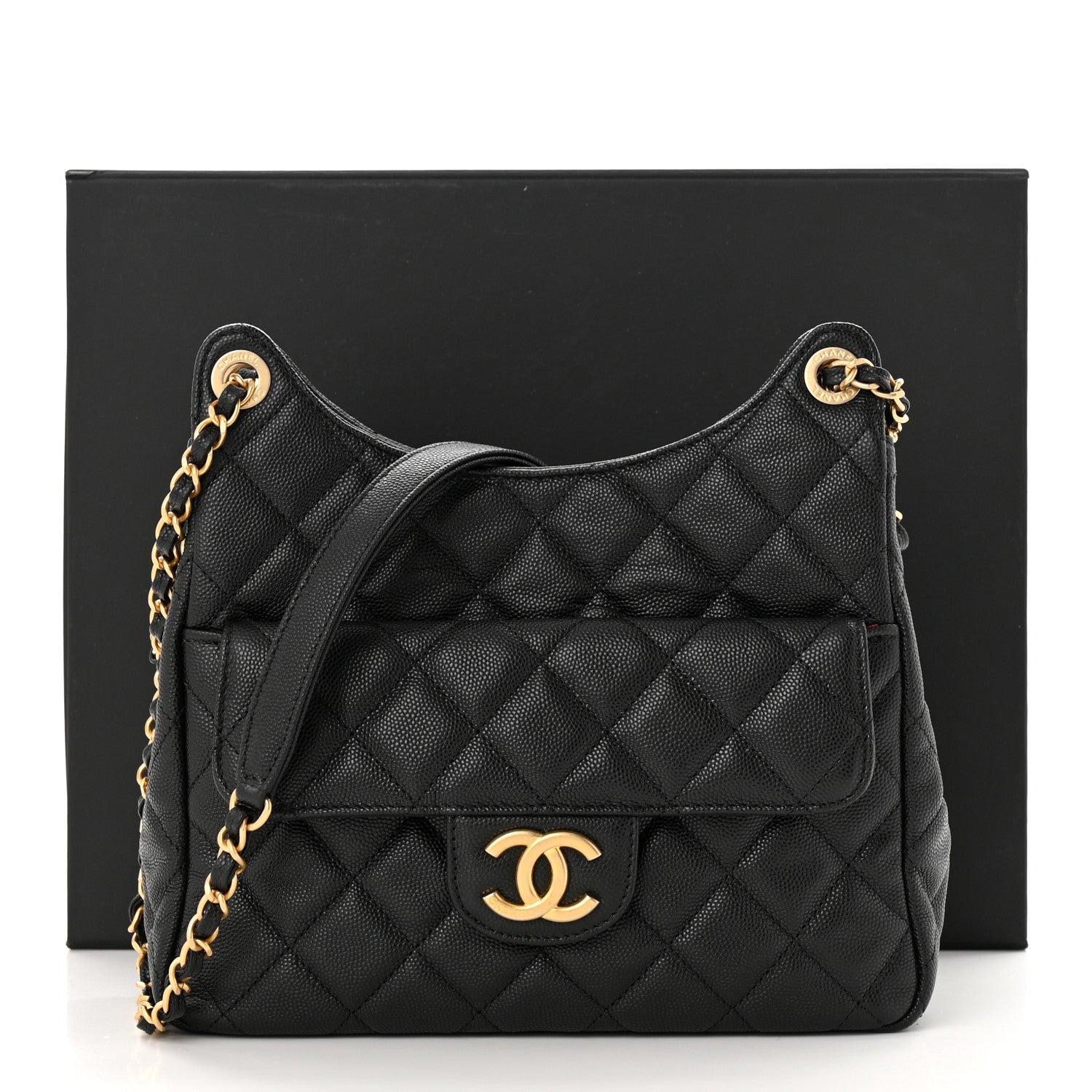 Chanel Caviar Quilted Wavy CC Hobo Black 11 of 11