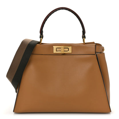 Fendi Vitello Seta Canvas FF Embroidered Medium Peekaboo Iconic Satchel Miele 1 of 8