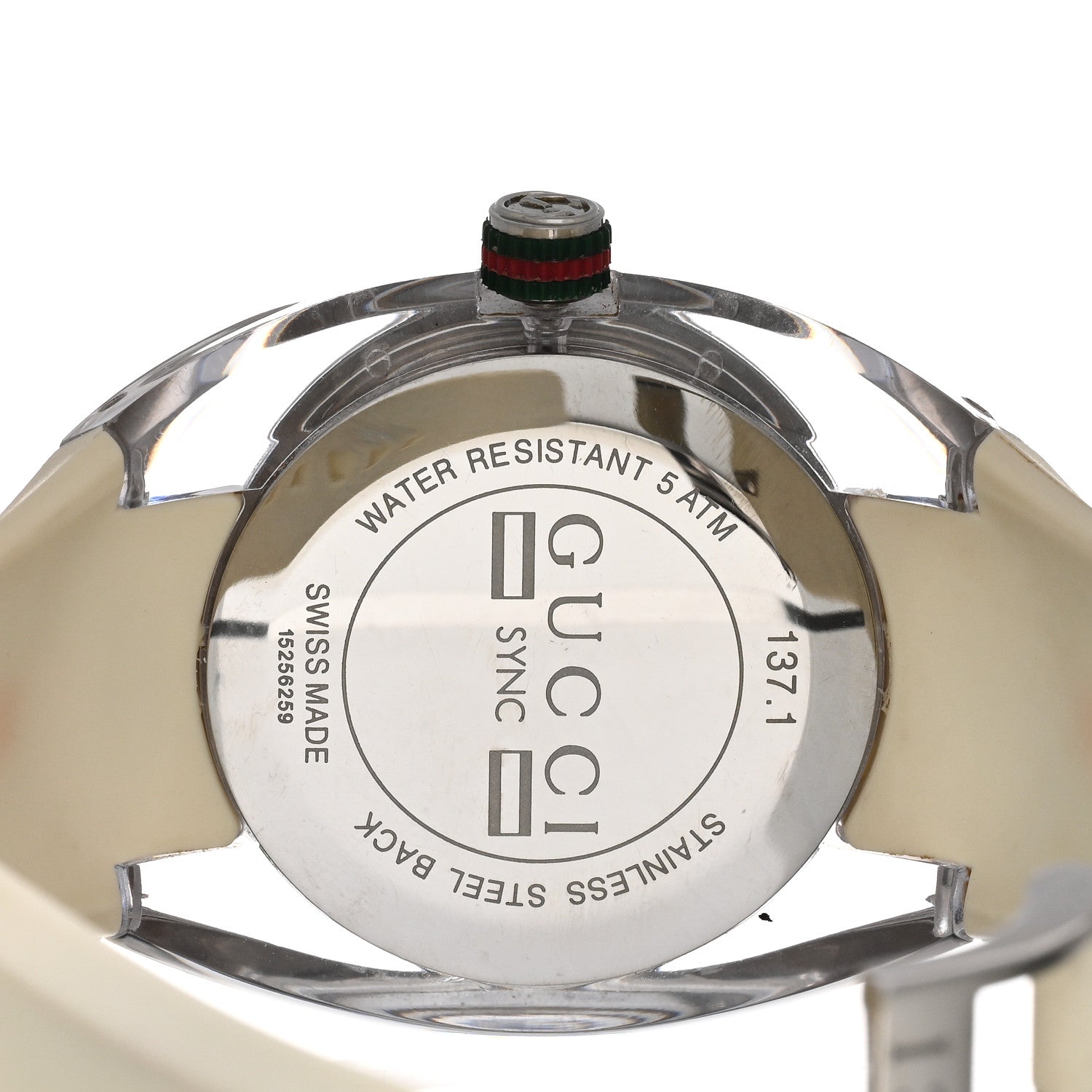 Gucci Stainless Steel Rubber 46mm Sync Web Quartz Watch White 4 of 5