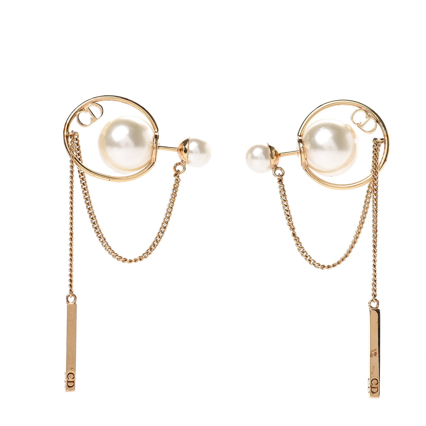 Pearl Tribales Dangle Chain Earrings Gold