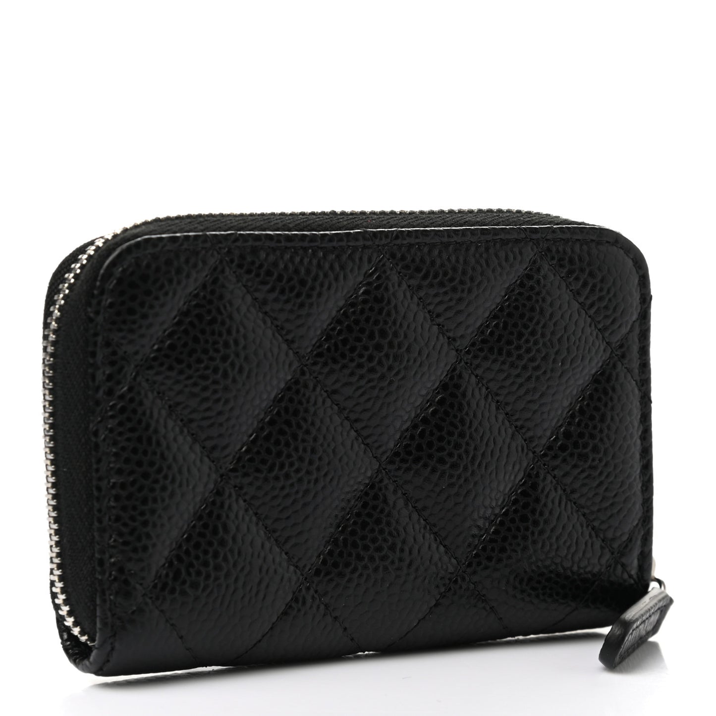 Caviar Quilted Zip Coin Purse Black