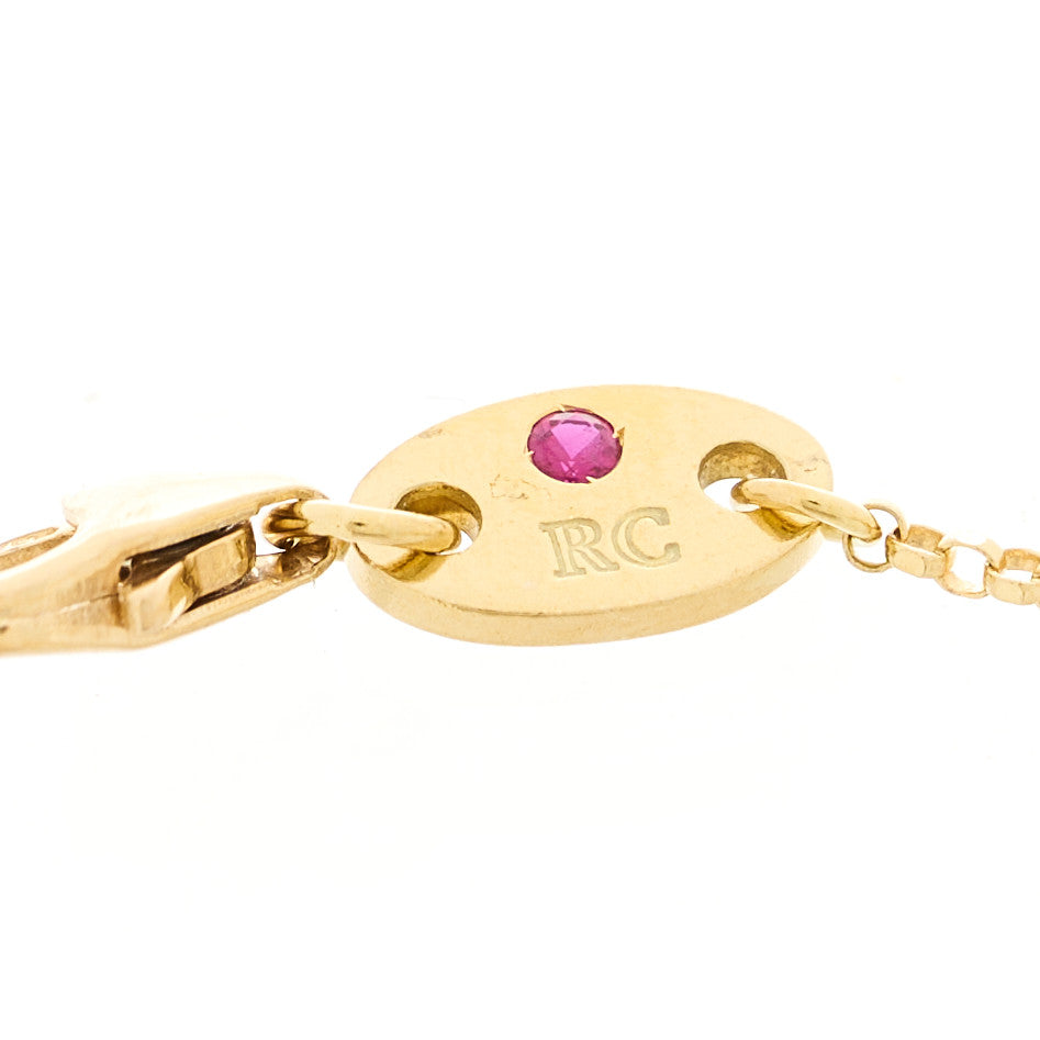 18K Yellow Gold Diamond Princess Flower Charm Bracelet