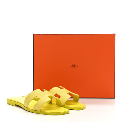 Hermes Epsom Oran Sandals 37 Jaune Pollen 10 of 10
