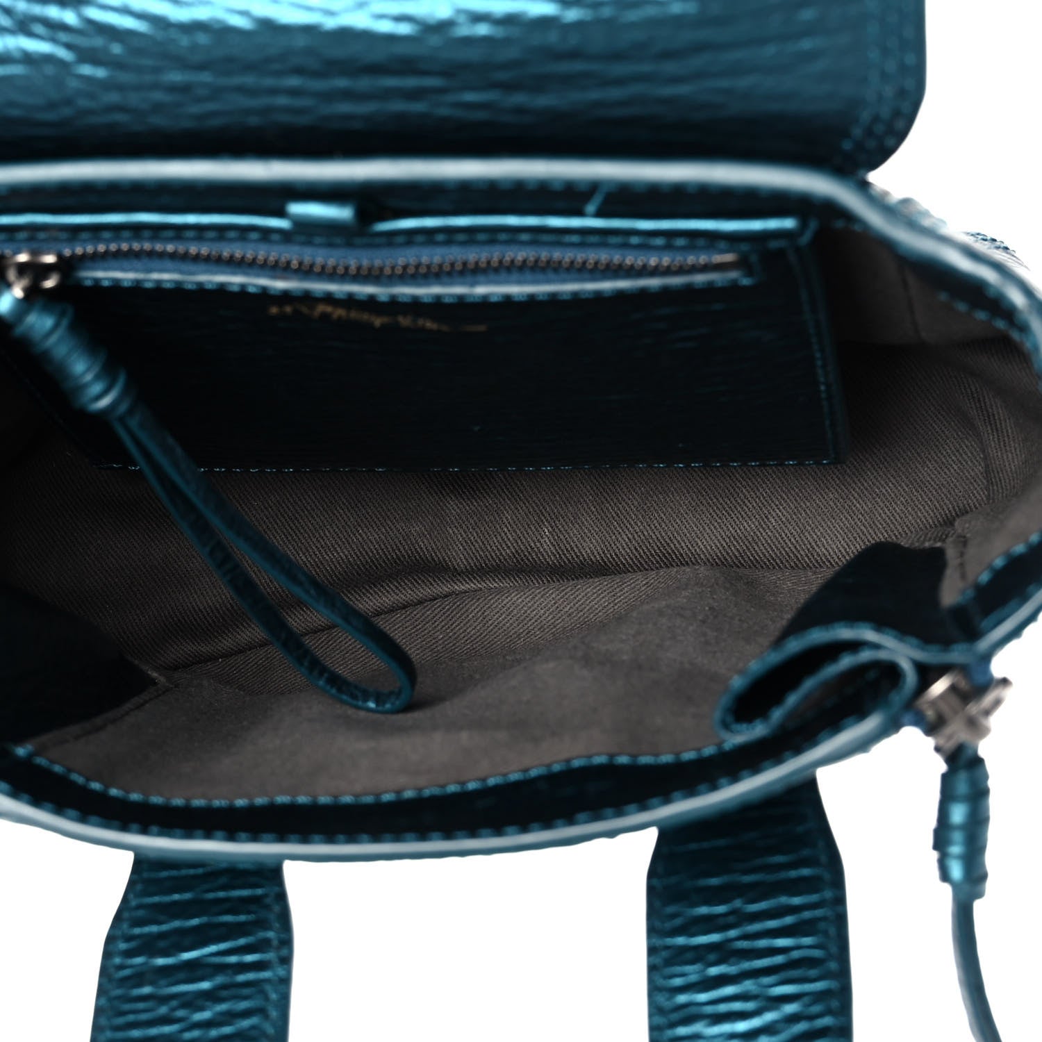 3.1 Phillip Lim Metallic Textured Calfskin Mini Pashli Satchel Turquoise 5 of 14