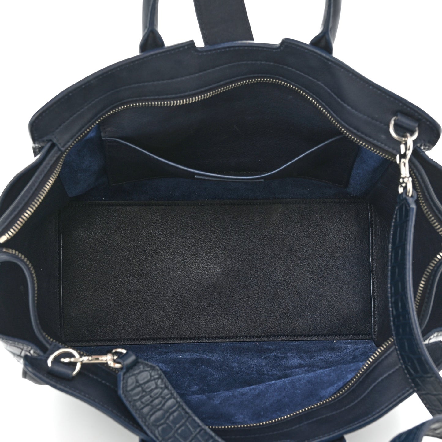 Calfskin Croc Embossed Small Monogram Downtown Cabas Blue