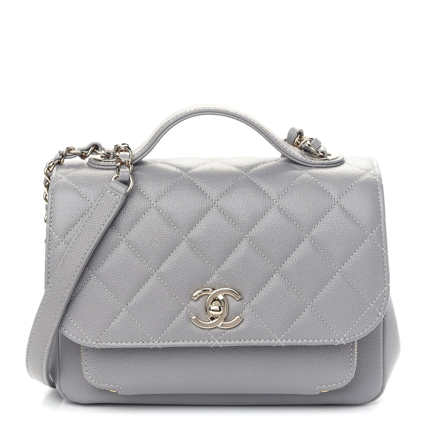 Caviar Quilted Medium Business Affinity Flap Grey