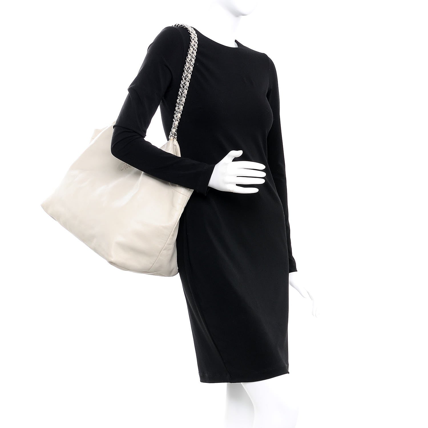 Prada Soft Calf Chain Tote Talco 8 of 20