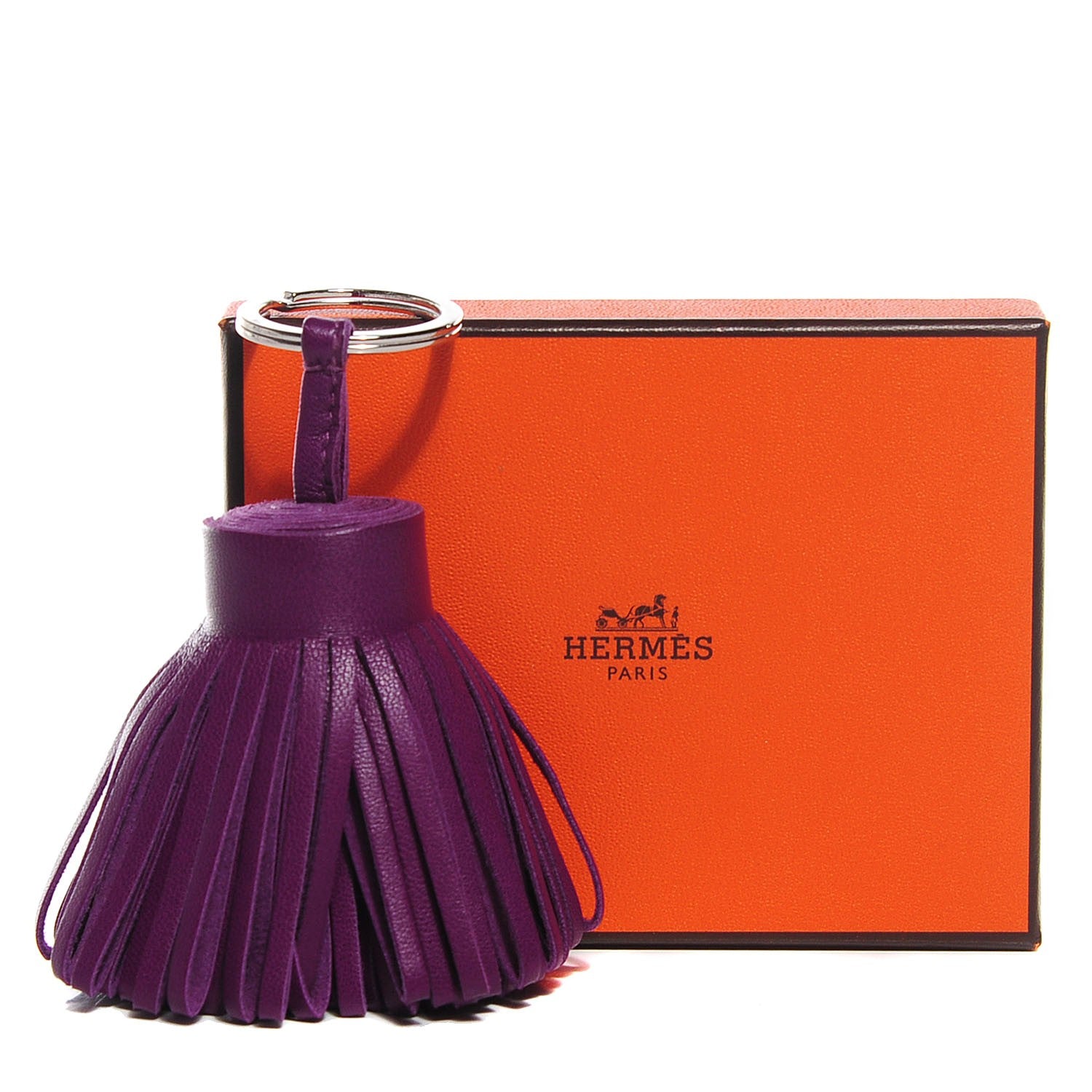 Hermes Lambskin Carmen Tassel Key Holder Anemone 4 of 6