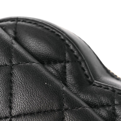 Chanel Lambskin Quilted CC In Love Heart Waist Belt Bag With Chain Black 11 of 11