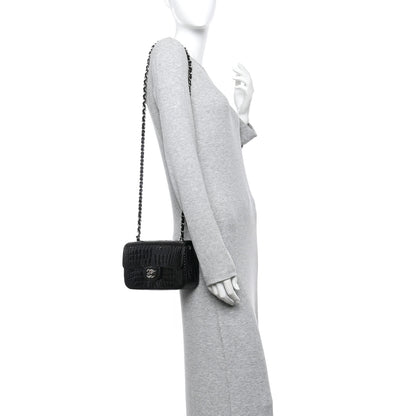 Chanel Shiny Alligator Mini Rectangular Flap Black 2 of 11