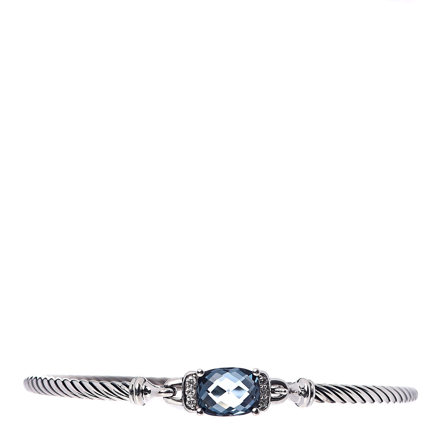 Sterling Silver Diamond Hampton Blue Topaz 3mm Petite Wheaton Bracelet
