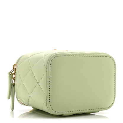 Chanel Lambskin Quilted Pearl Crush Mini Vanity Case With Chain Light Green 4 of 10