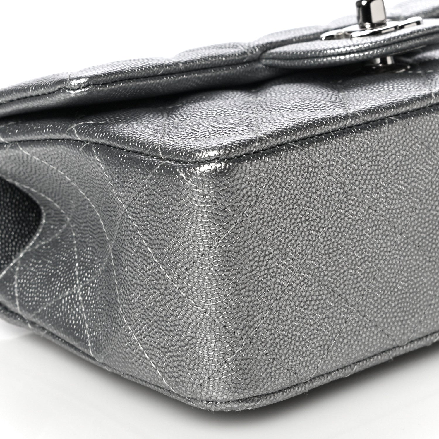 Chanel Metallic Caviar Quilted Mini Top Handle Rectangular Flap Silver 8 of 10