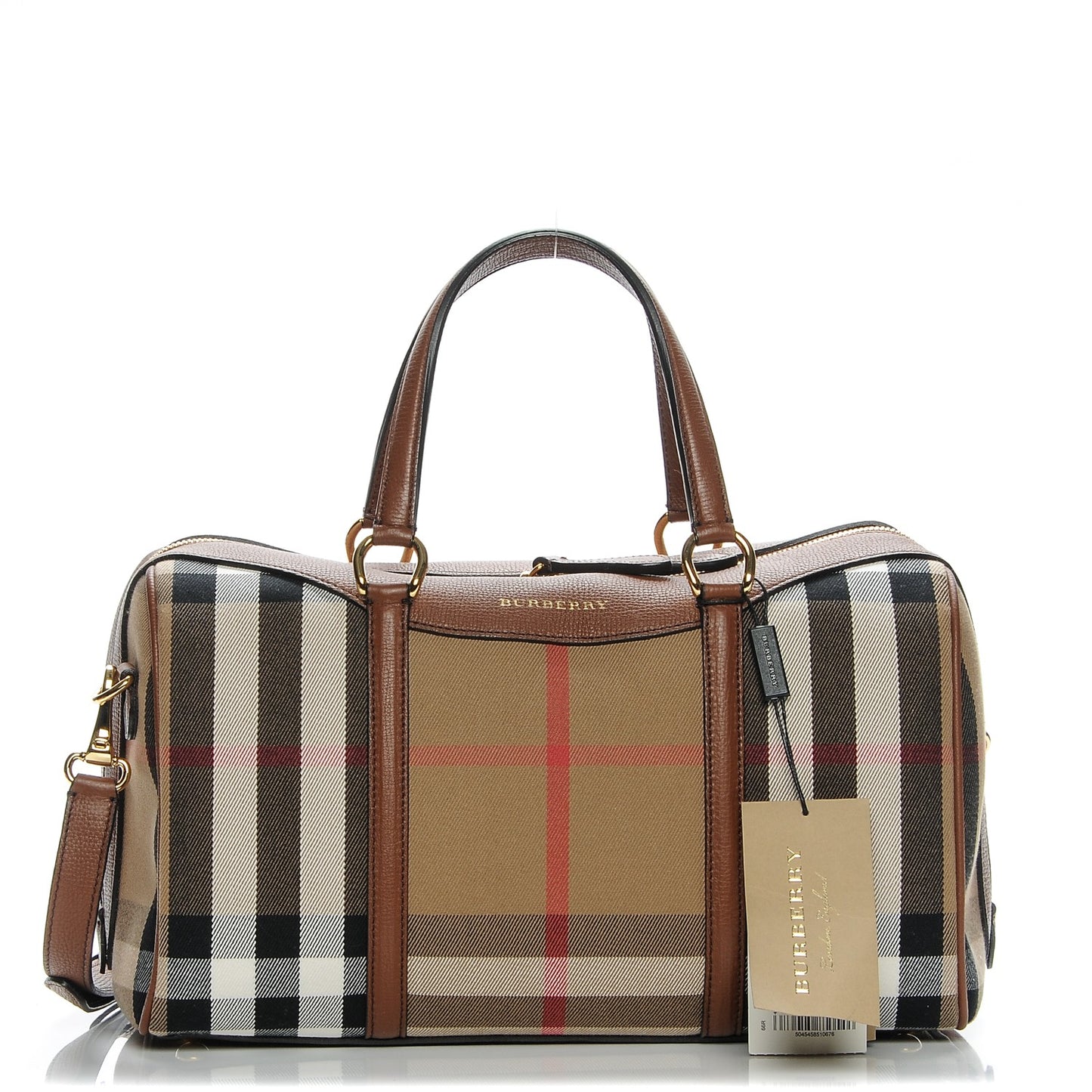 House Check Derby Calfskin Medium Alchester Bowling Bag Tan
