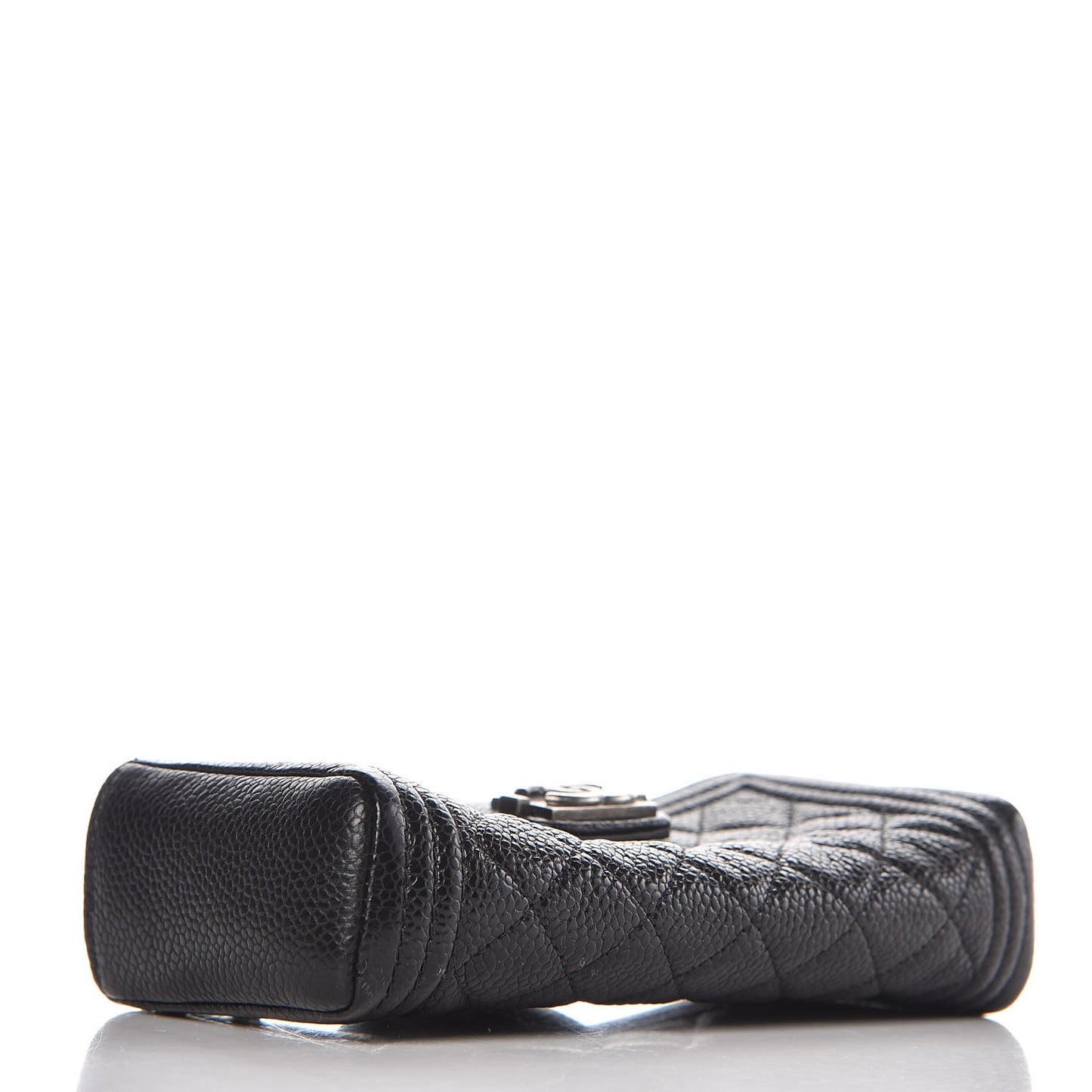 Caviar Quilted Mini Boy Phone Holder Clutch Black