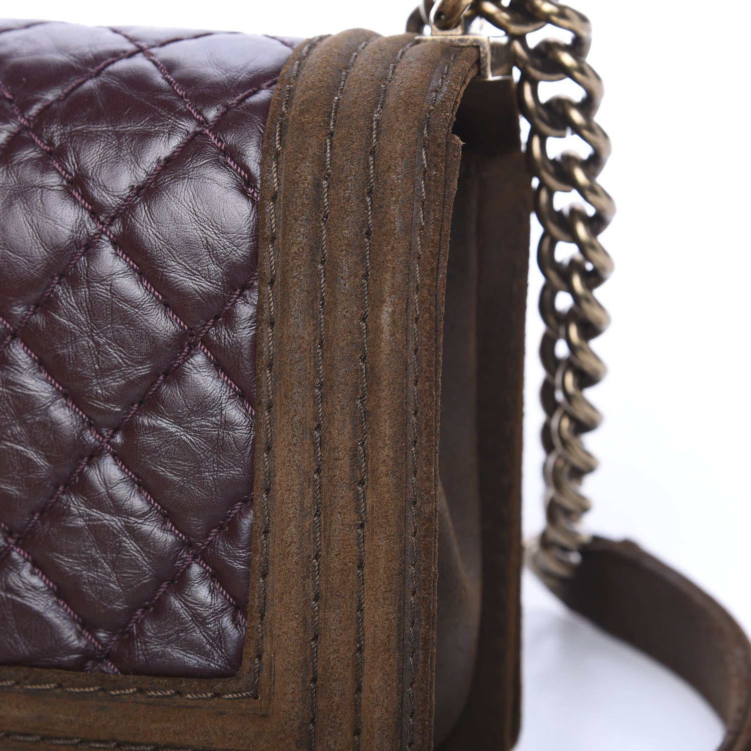 Chanel Aged Calfskin Nubuck Quilted Medium Boy Flap Burgundy 9 of 15