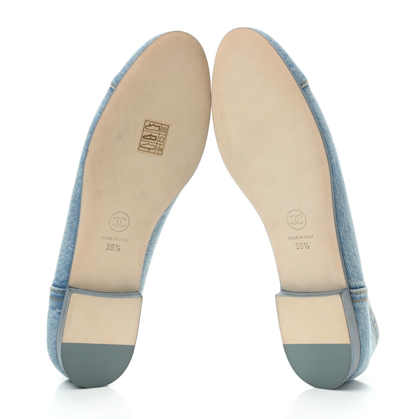 Denim CC Cap Toe Ballerina Flats 39.5 Light Blue