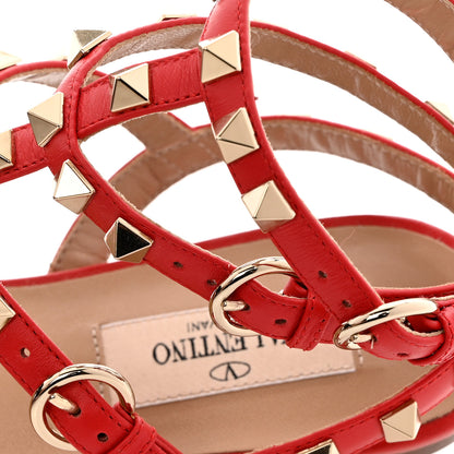 Valentino Garavani Calfskin Nappa Rockstud Ankle Wrap Flat Thong Sandals 35 Rouge Pur 9 of 10