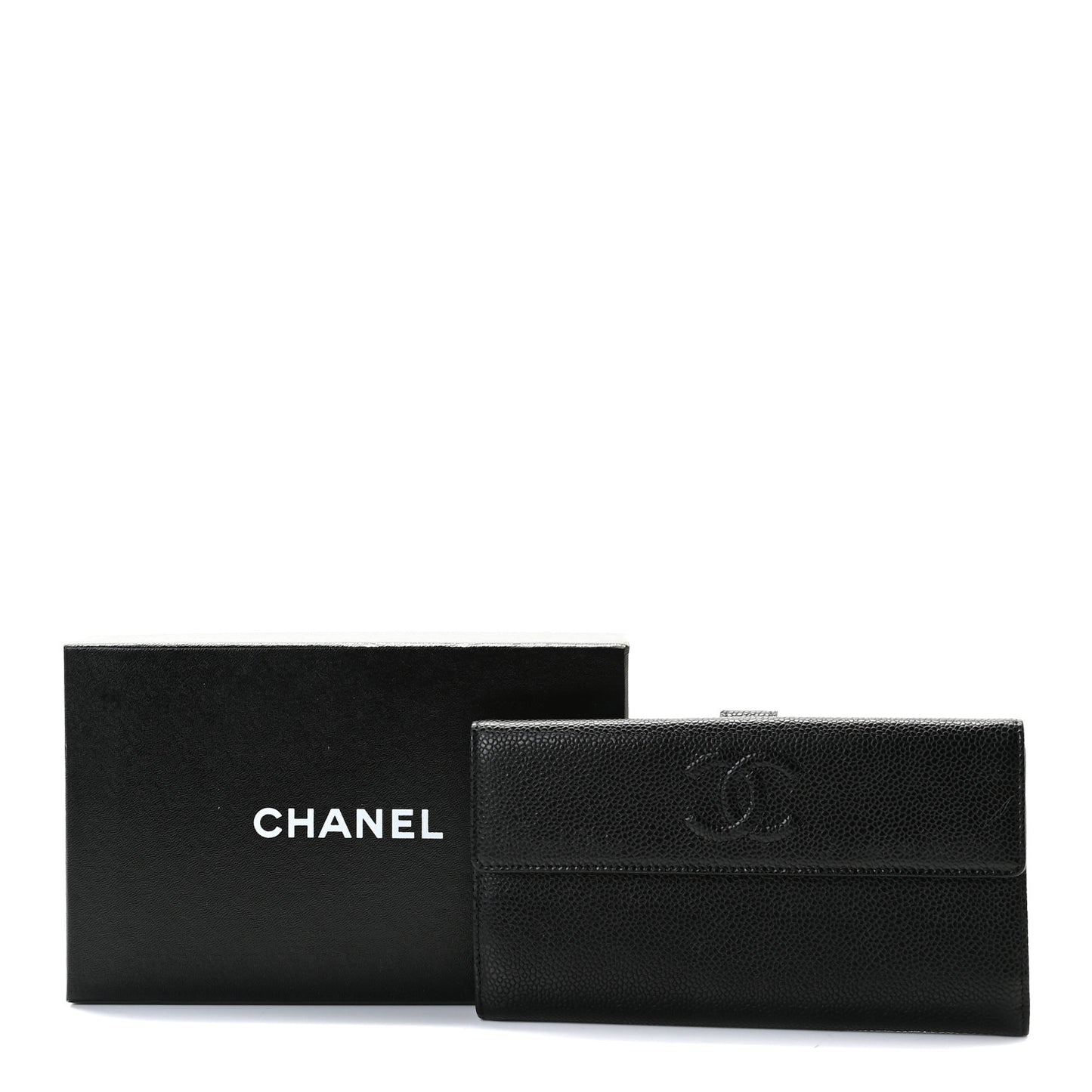 Caviar Timeless CC French Long Wallet Black