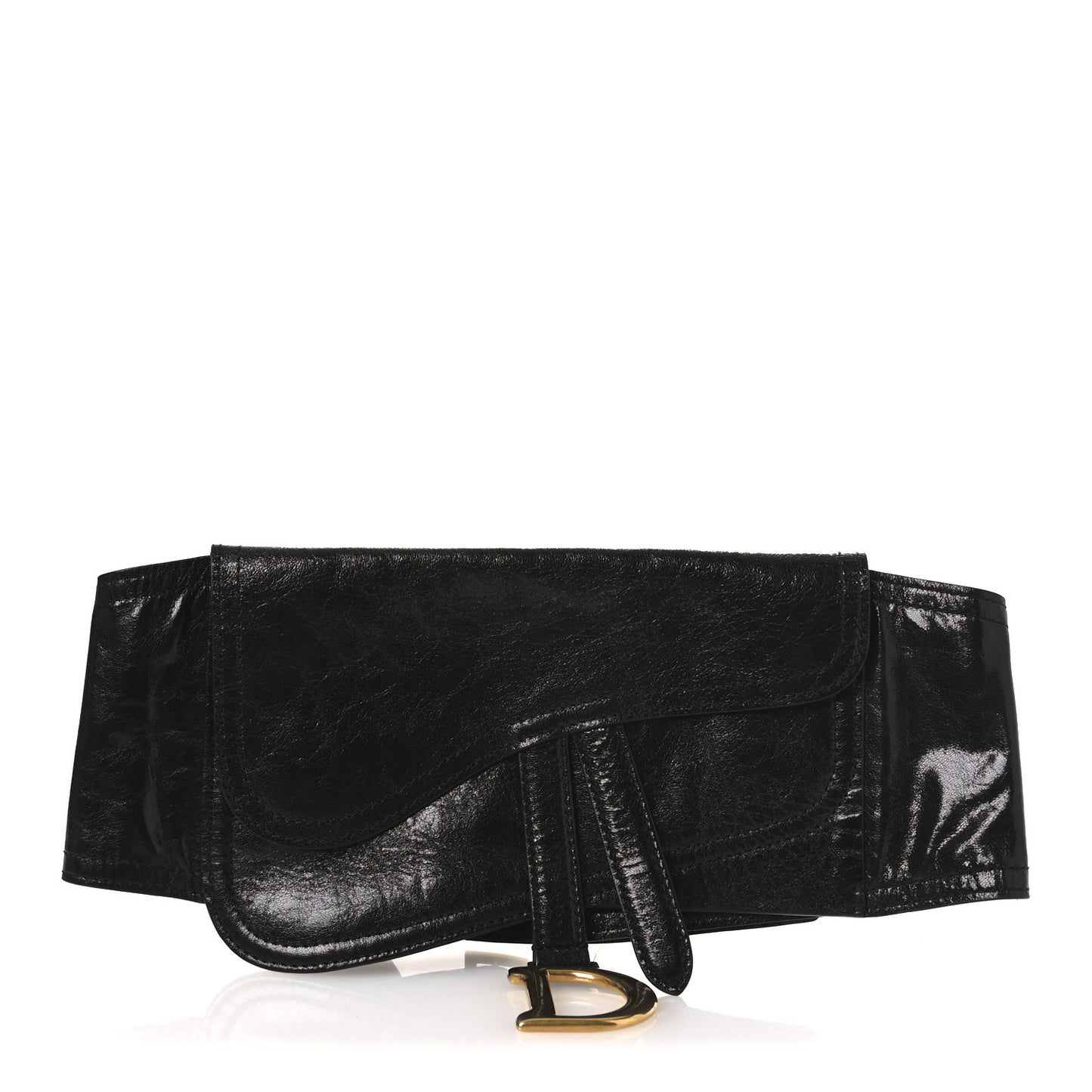 Crinkled Lambskin 135mm Saddle Belt S/M Black