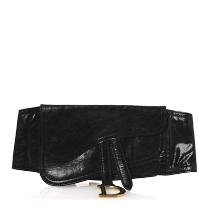 Christian Dior Crinkled Lambskin 135mm Saddle Belt S/M Black 1 of 5