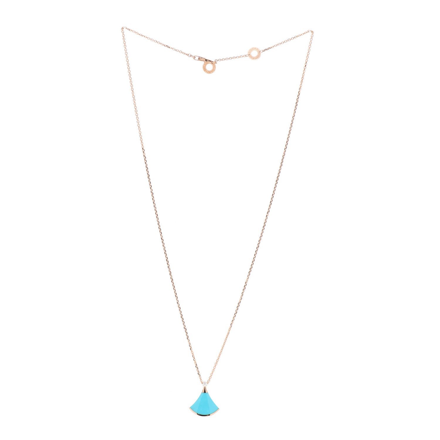Bulgari 18K Rose Gold Diamond Turquoise Divas' Dream Pendant Necklace 3 of 5