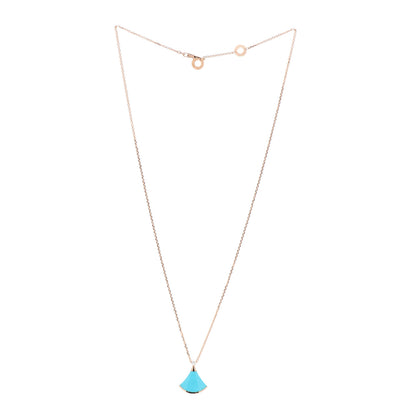 Bulgari 18K Rose Gold Diamond Turquoise Divas' Dream Pendant Necklace 3 of 5