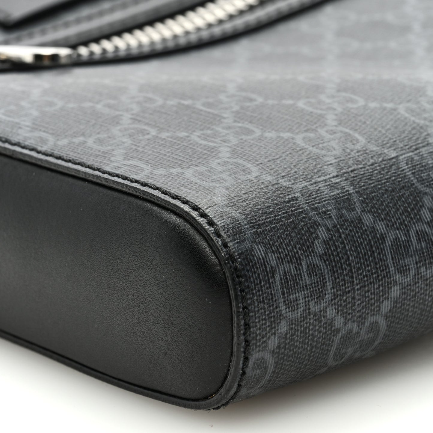 GG Supreme Monogram Web Small Flat Messenger Bag Black Grey