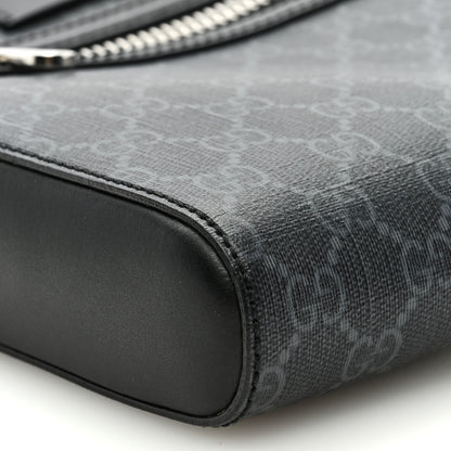 Gucci GG Supreme Monogram Web Small Flat Messenger Bag Black Grey 8 of 10