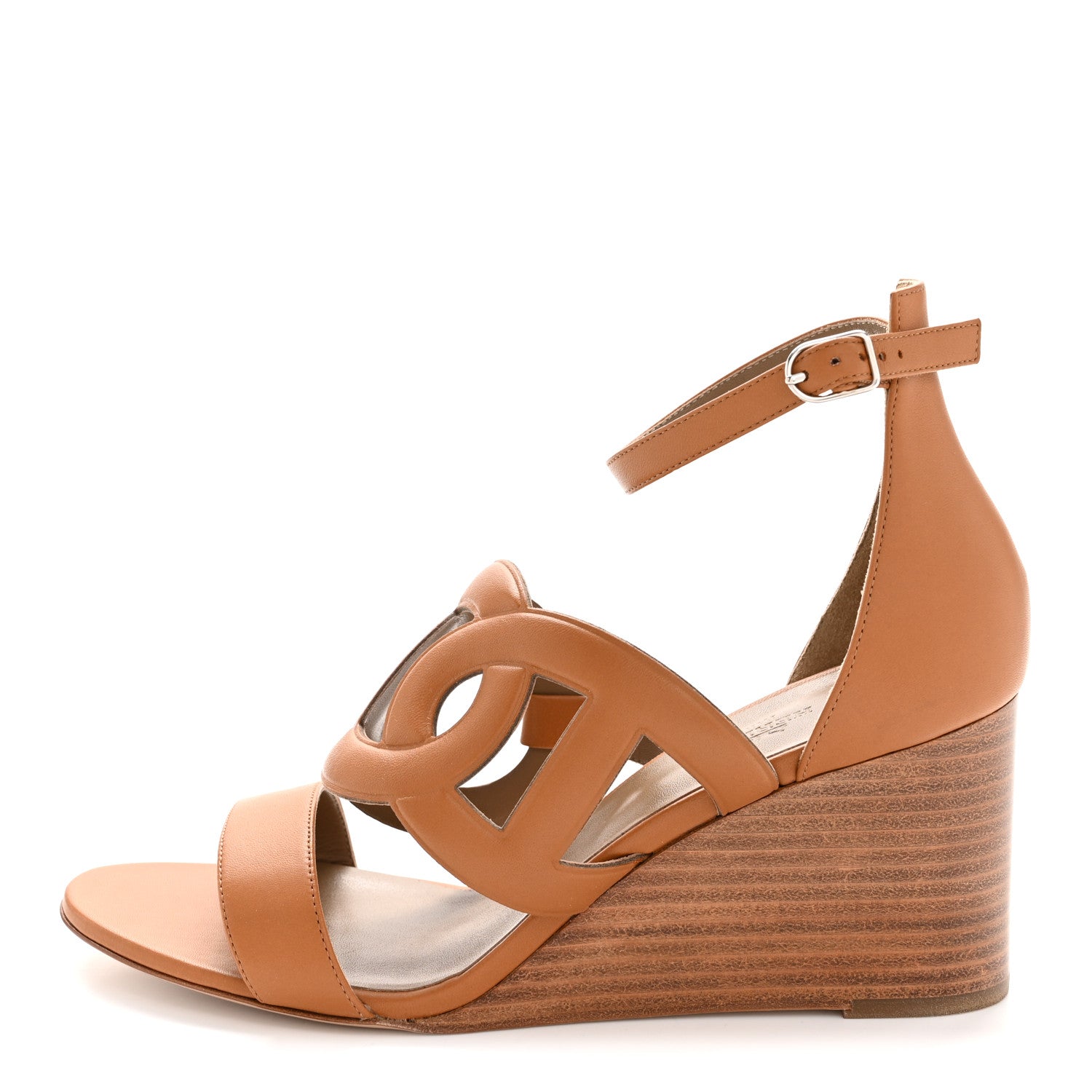 Hermes Nappa Brisbane Wedge Sandals 39 Naturel 1 of 10