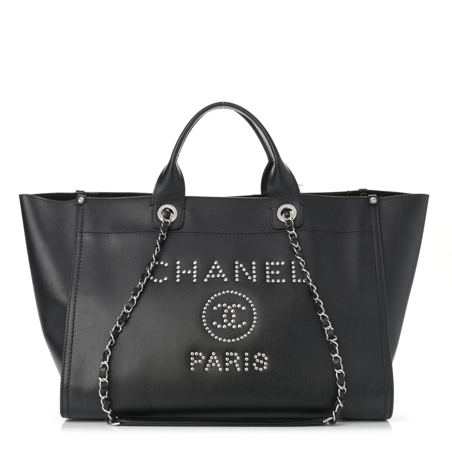 Caviar Medium Studded Deauville Tote Black