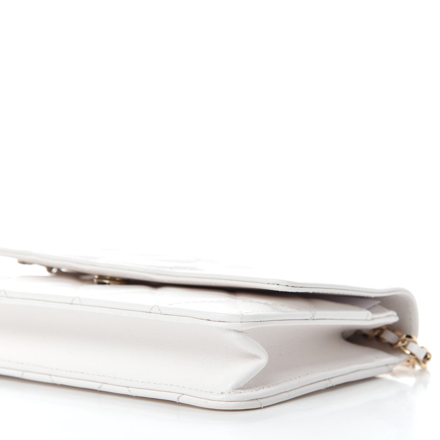 Chanel Goatskin Quilted Timeless CC Wallet On Chain WOC White 7 of 14