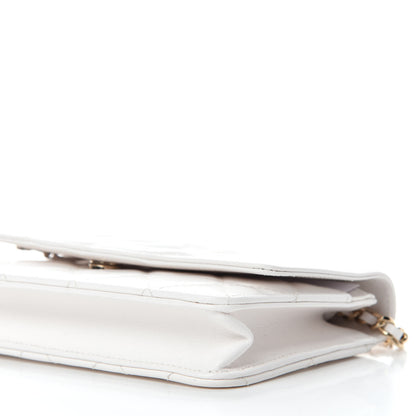 Chanel Goatskin Quilted Timeless CC Wallet On Chain WOC White 7 of 14