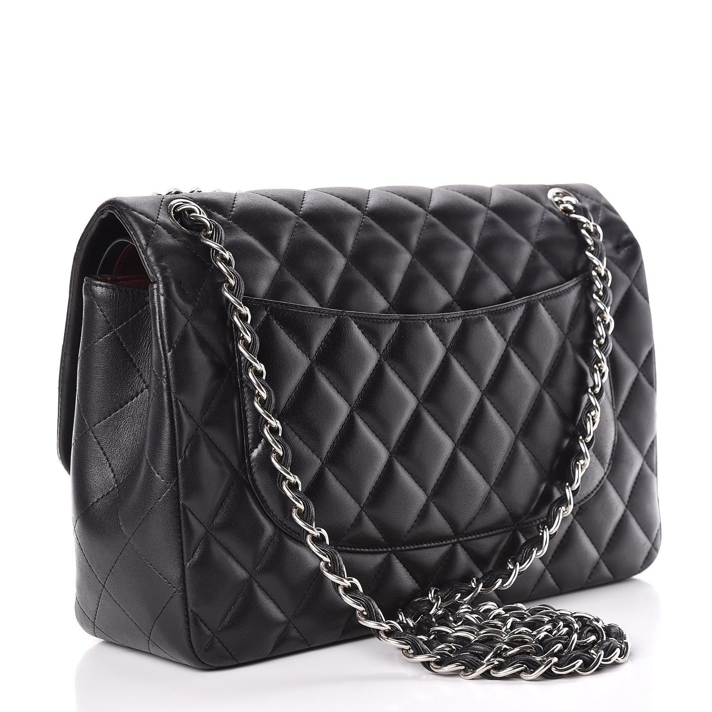 Lambskin Quilted Jumbo Double Flap Black