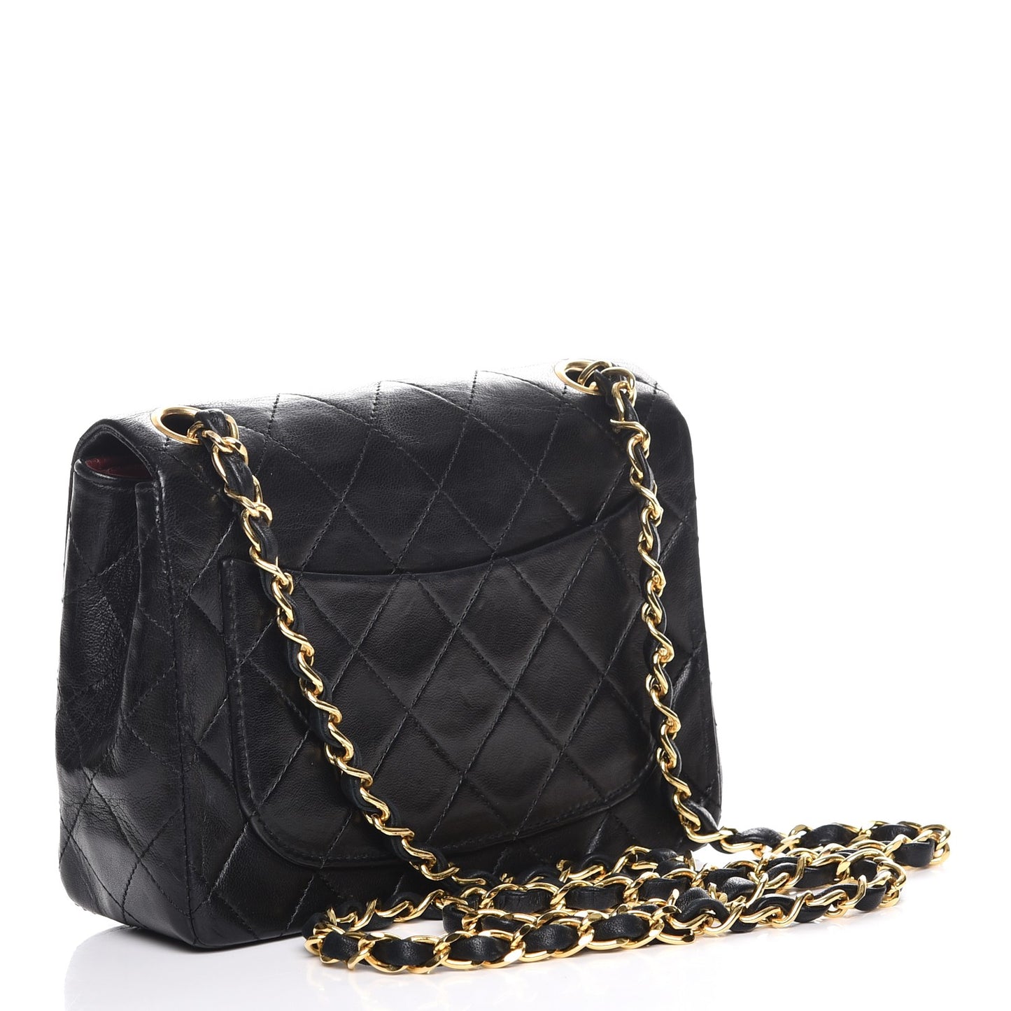 Lambskin Quilted Mini Square Flap Black