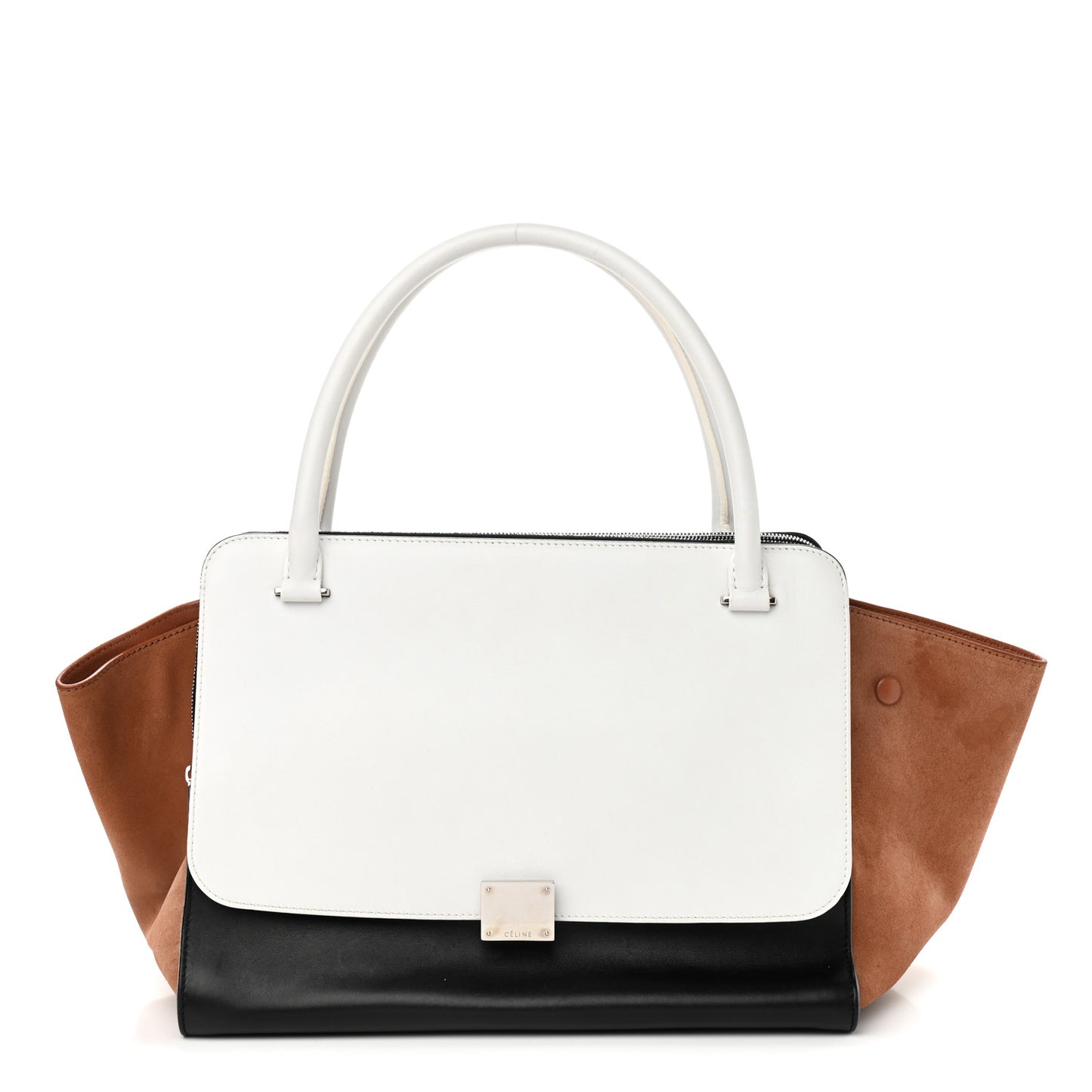 Smooth Calfskin Suede Large Tri-Color Trapeze Peach