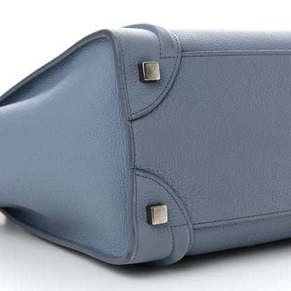 Celine Drummed Calfskin Micro Luggage Medium Blue 9 of 16