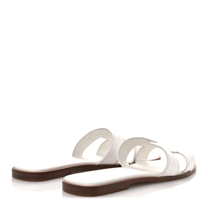 Hermes Box Calfskin Oran Sandals 38 White 5 of 11