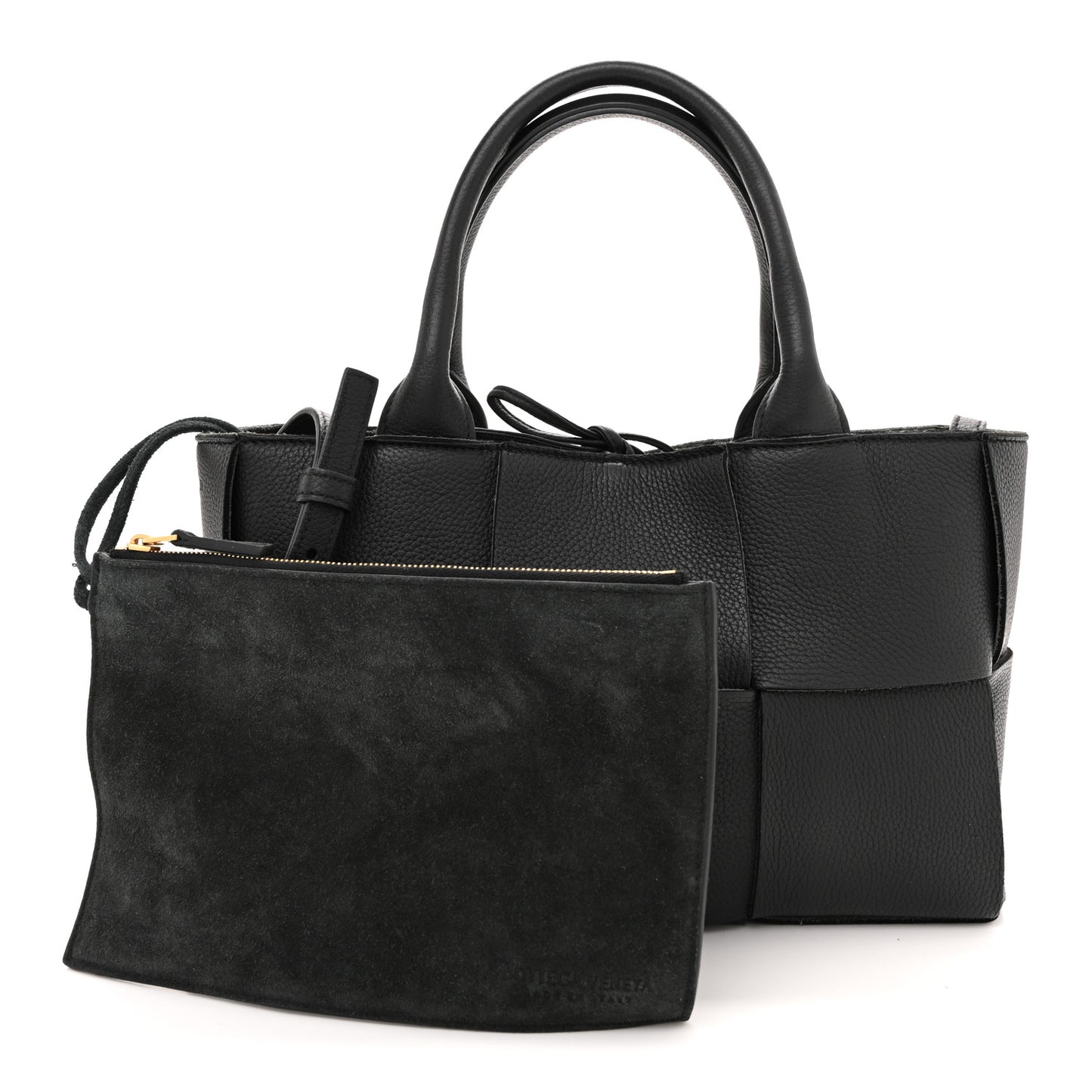 Grained Calfskin Maxi Intrecciato Mini Arco Tote Black