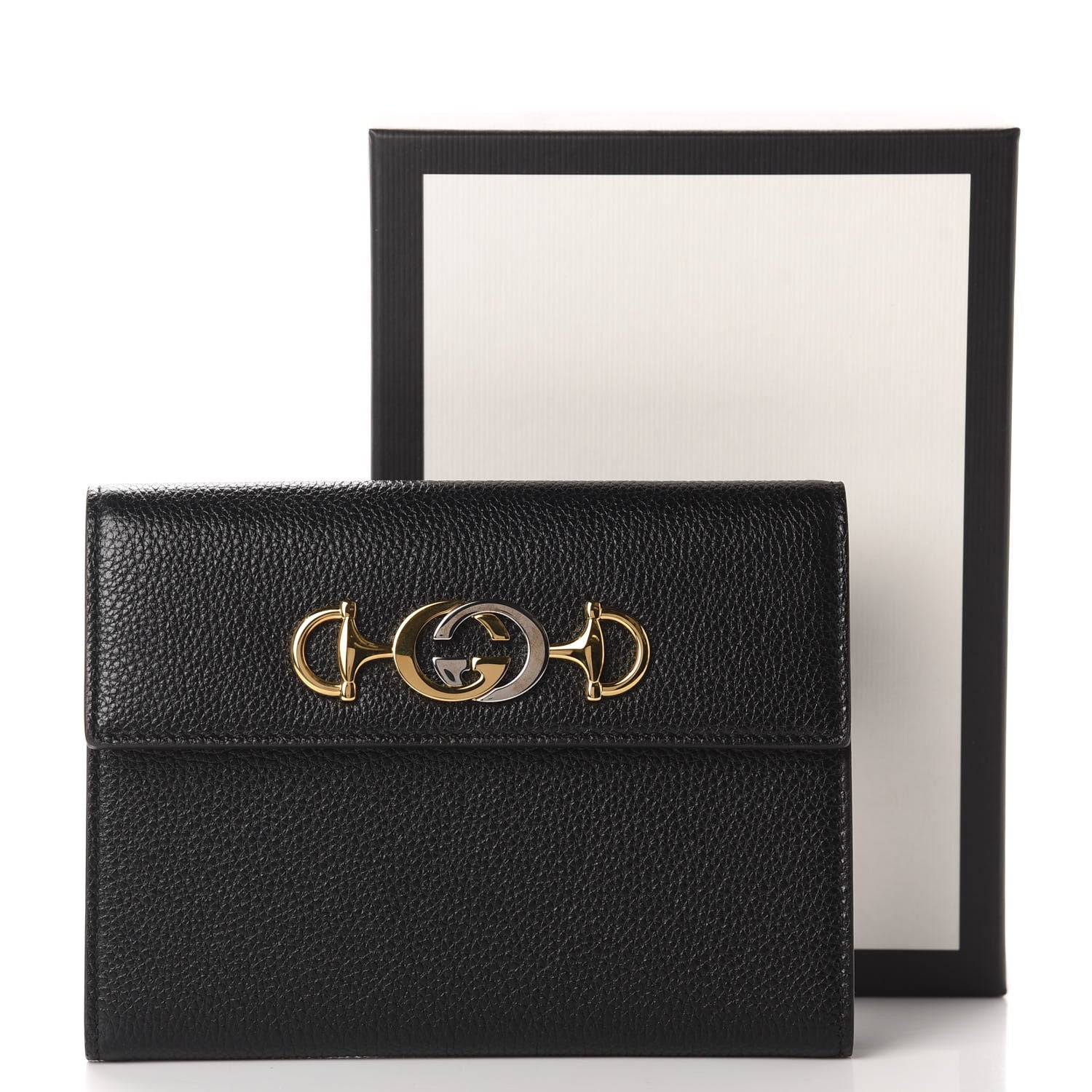Gucci Grainy Calfskin Zumi Flap Card Case Black 8 of 8